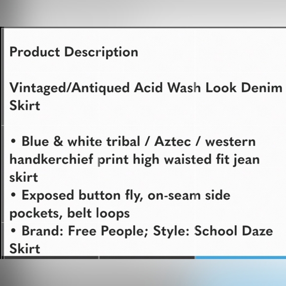 FREE PEOPLE School Daze Aztez Tribal Print Denim Skirt Size 8 - Picture 15 of 16